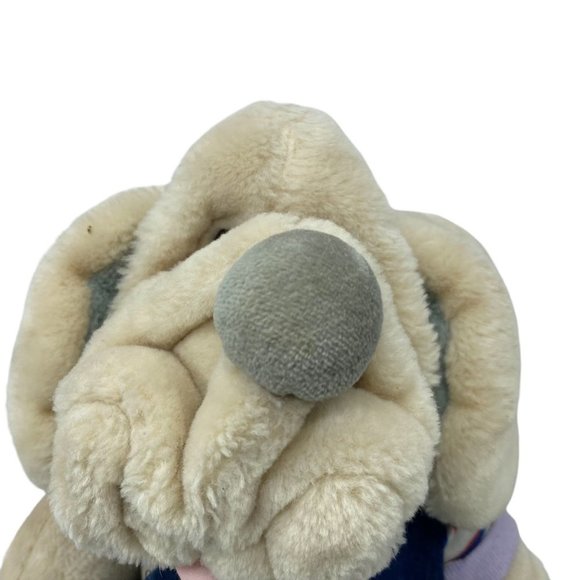 Vintage Ganz Bros 1981 Overalls Collar Wrinkles Hand Puppet Plush Hound Dog Toy - Picture 2 of 10